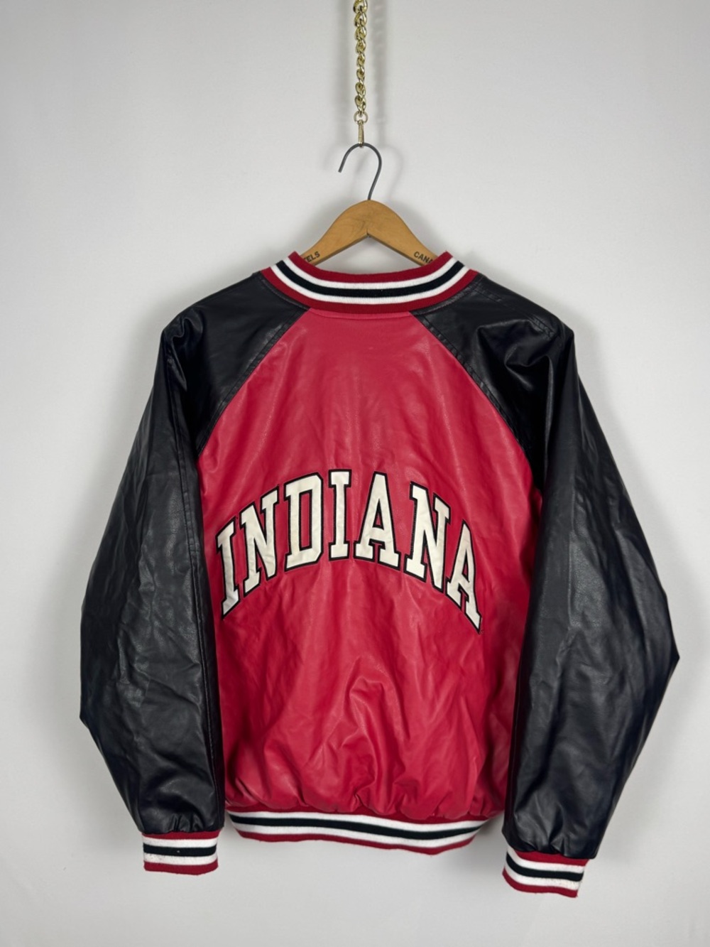 Vintage Indiana Steve & Barry's Red and Black Leather Jacket College